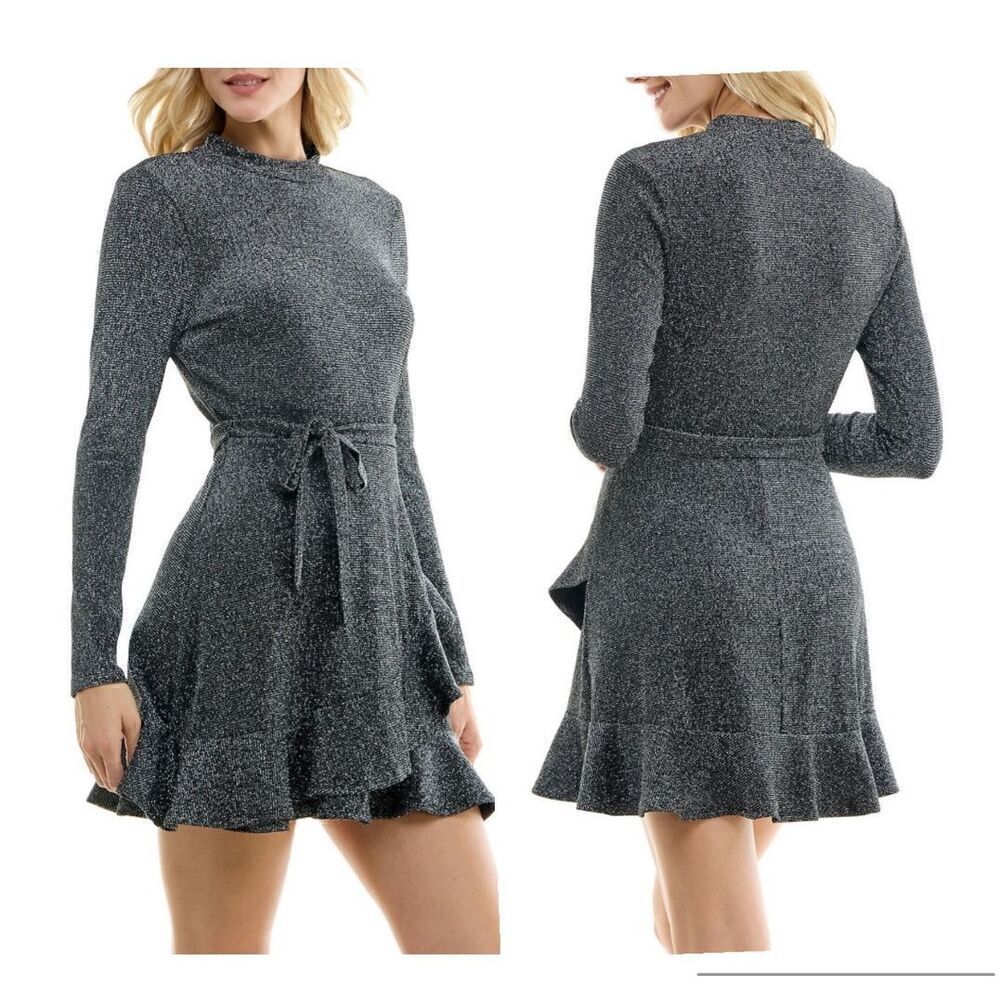 Speechless - juniors' ruffled hem long sleeve dress.